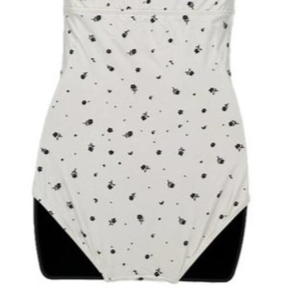 Swimsuit Structured One Piece in White with Black Floral Size Small - Picture 6 of 6